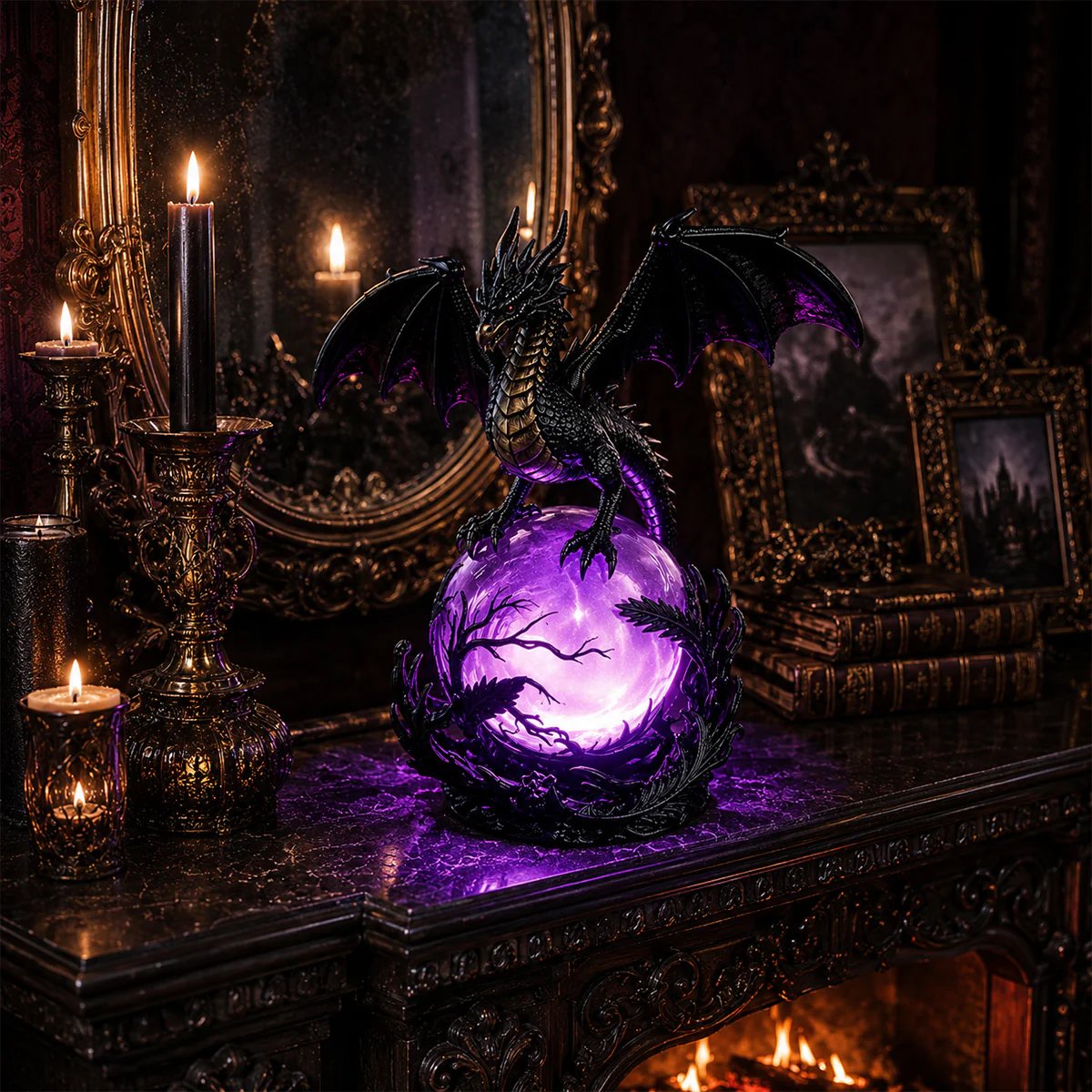 🔮Gotische draken-LED-kristallenbol voor een donkere, esthetische inrichting