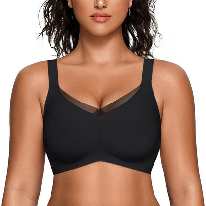 Damesschoenen Draadloze V-Hals Oversteek Mesh Naadloze Push-Up BH