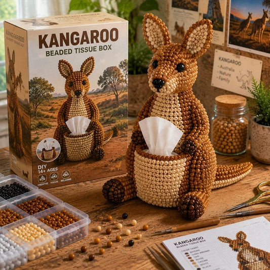🔥Laatste dag: 50% KORTING 🦘 DIY-set voor een tissuebox met dierenmotief en kralen