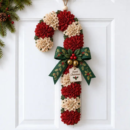 🎄✨DIY-set voor een kerstdeurhanger van stoffen bloemen – Gelaagde kerstversiering