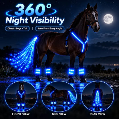 🌟✨ 6-delige LED-veiligheidsuitrusting voor paarden met nachtverlichting 🐎