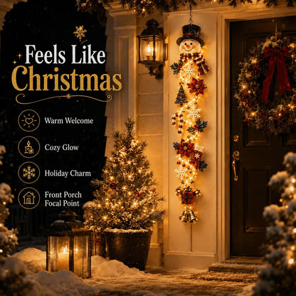 🎄MerryCascade™ Verlichte kerstdeurhanger | 6 feestelijke verlichte ontwerpen met een warme gloed, driedimensionale details en ruimtebesparende verticale decoratie ✨