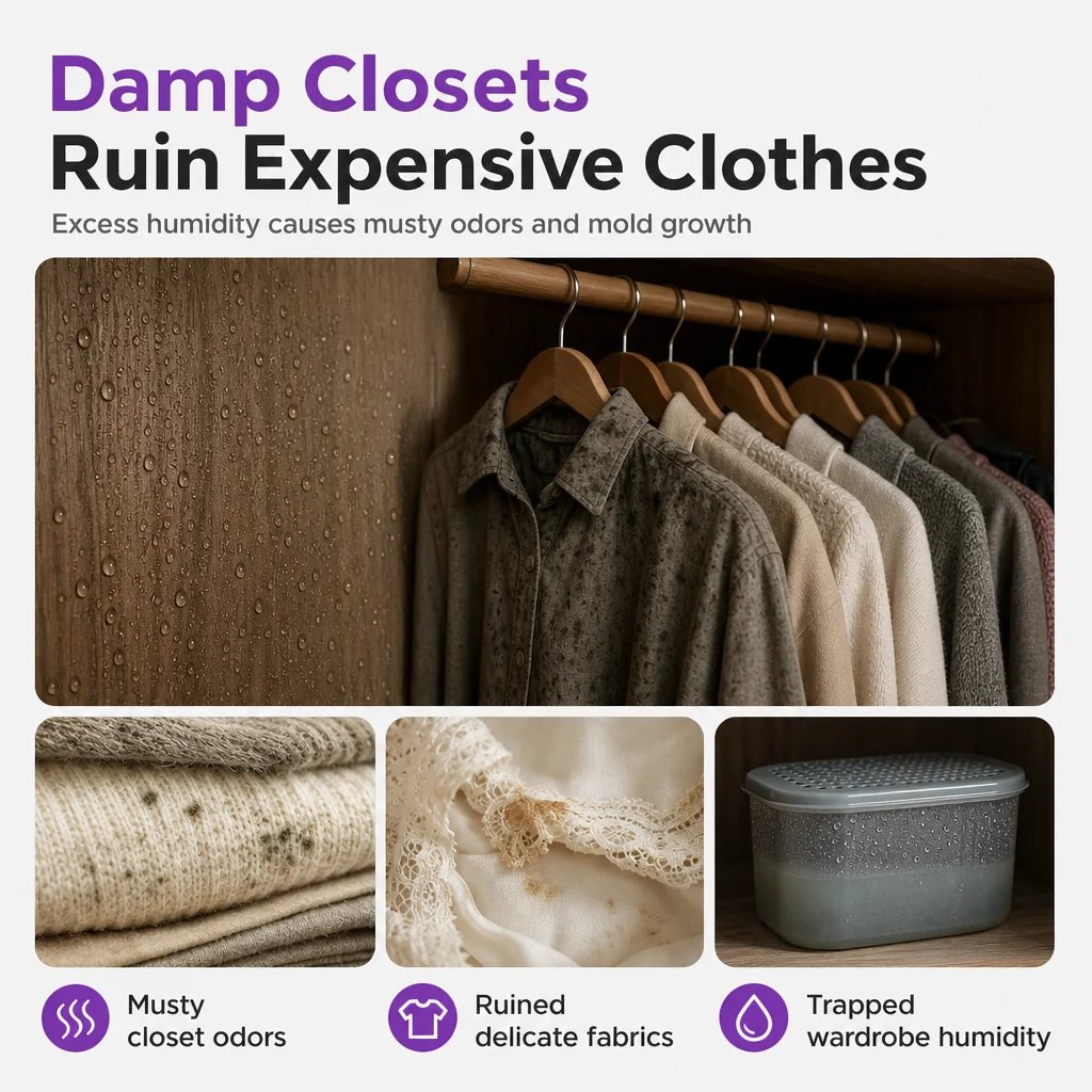 💧👕 Herbruikbare Mini-Luchtontvochtiger – Houd Kasten en Laden Frisser en Droger