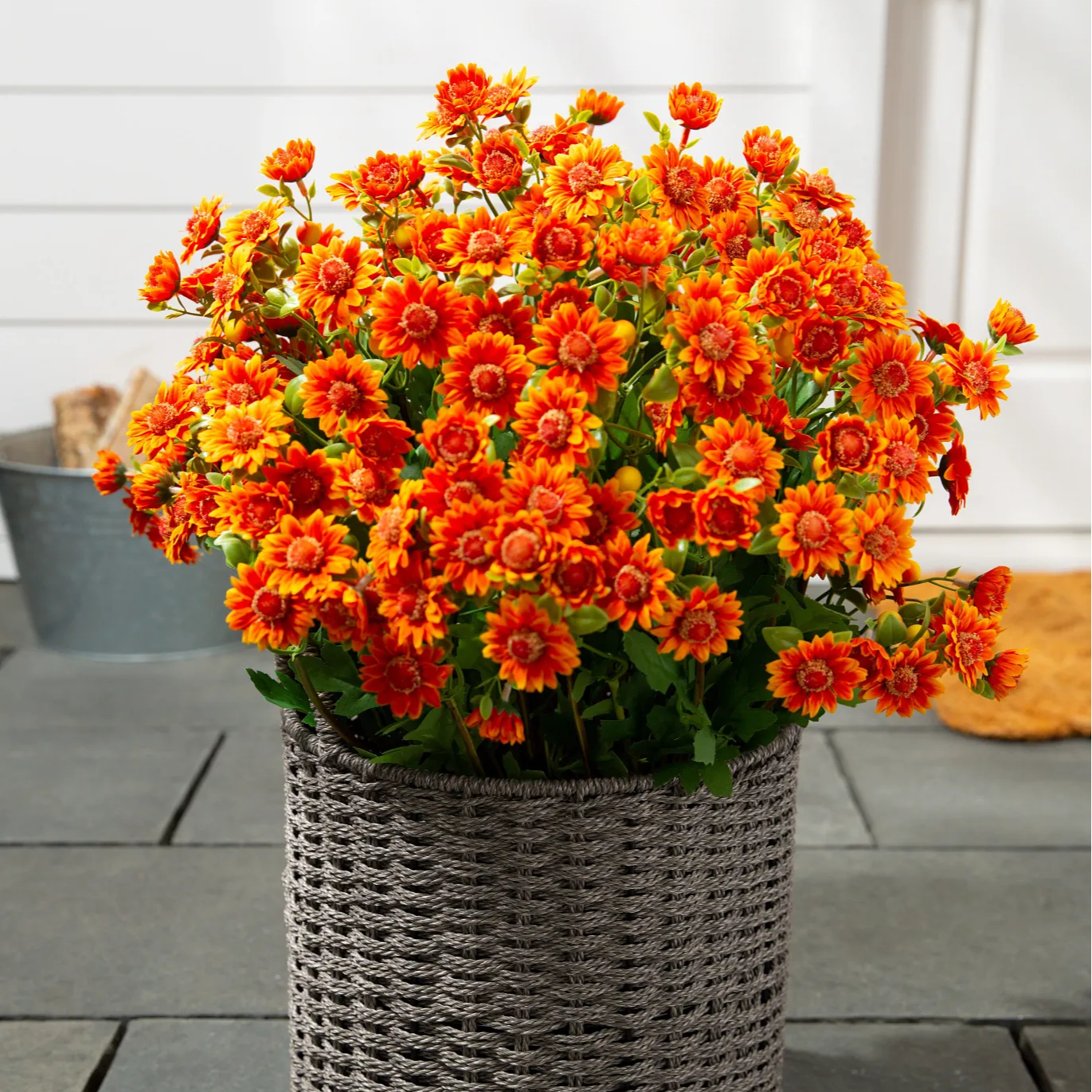 🌼- Kunstbloemen: chrysanten voor buiten die een zonsondergang nabootsen - UV-bestendig, waterdicht, windbestendig