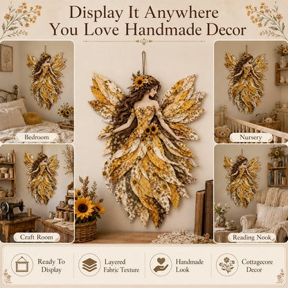 🧚‍♀️🌸 Premium doe-het-zelfpakket ‘Fairy Patchwork’ | Hoogwaardige gelaagde stof met bloemmotiefvleugels – doe-het-zelf, handgemaakte fantasiewanddecoratie ✨