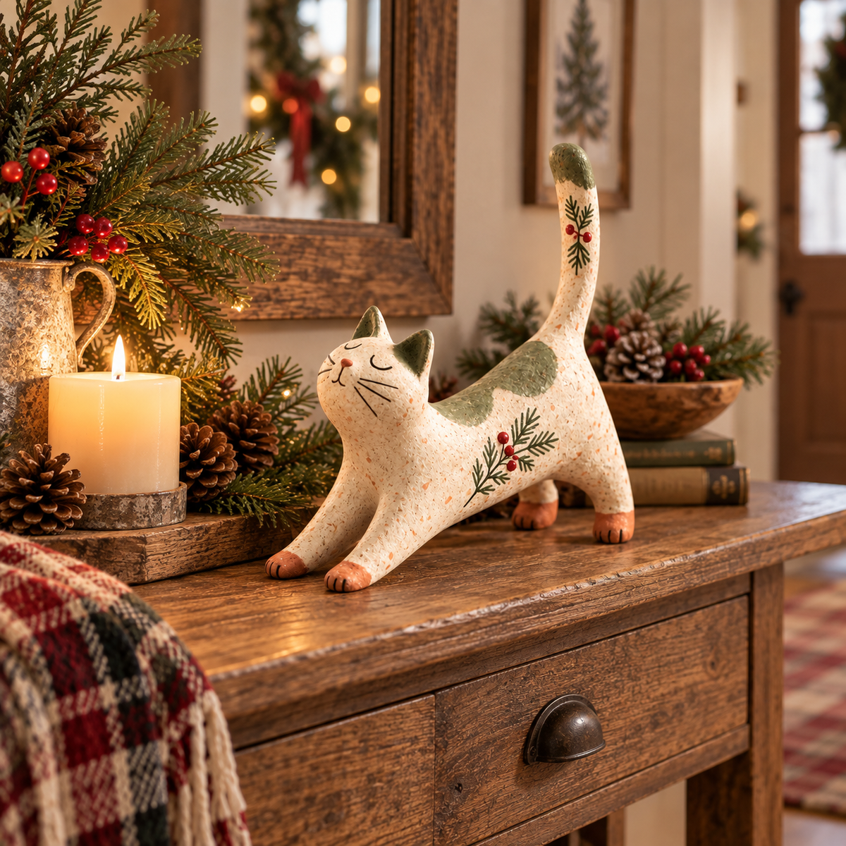 🐈🎄 Kerstkatje uit het bos – een gezellig klein bosvriendje voor je vakantiehuis