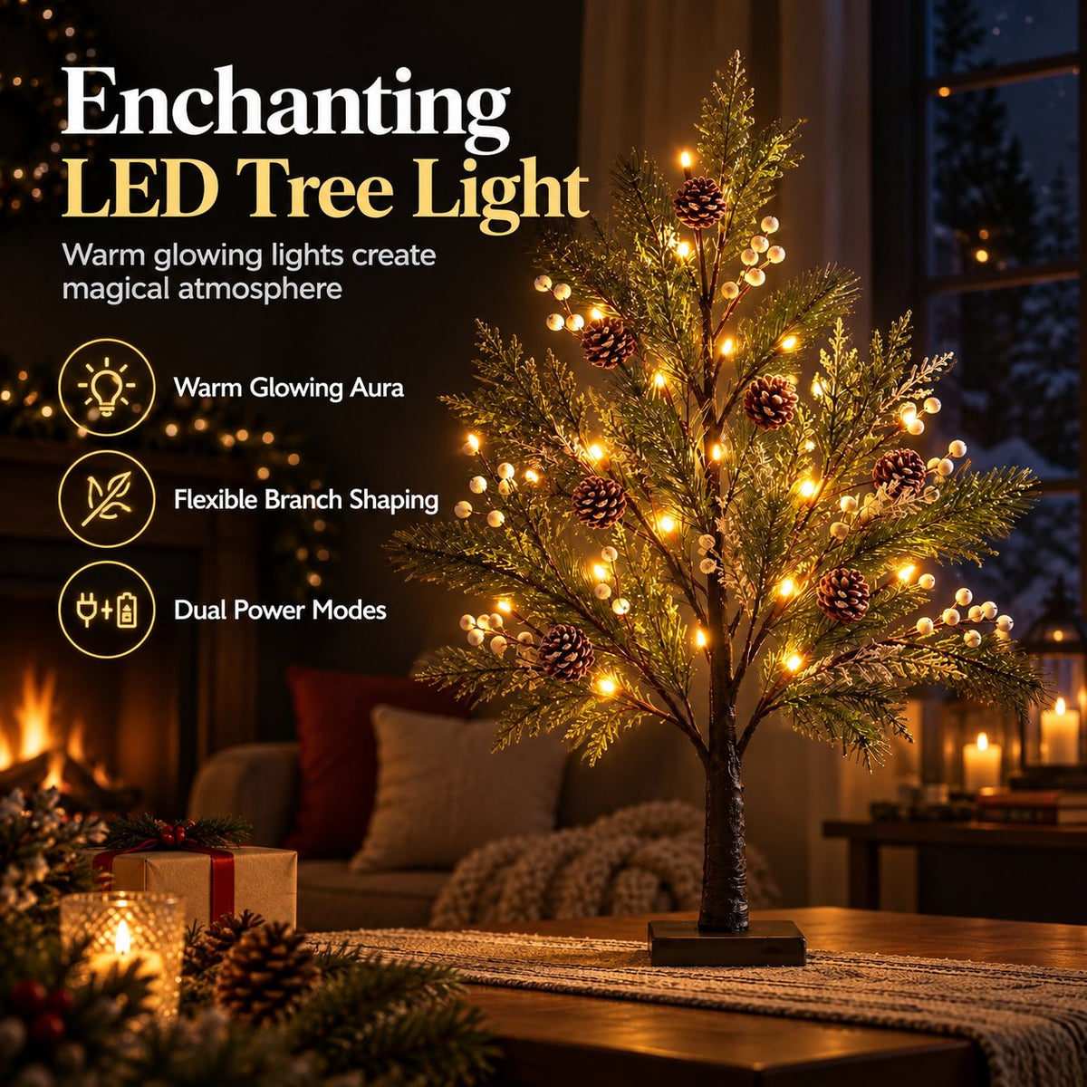 🎄💡 LED Lichtboom – Natuurlijke Elegantie voor Elk Seizoen 🌿✨