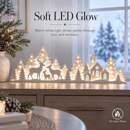 🦌 Verlichte kerstversieringen voor het raam – rendieren & dorp | 2-delige LED-set ✨