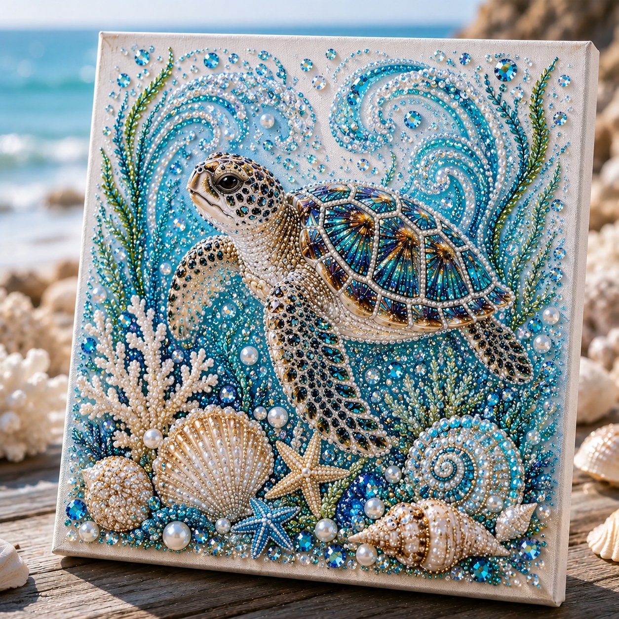 🌊✨ DIY-set ‘Parelkunst met oceaanthema’ – Ontspannend knutselproject om prachtige kunstwerken met een kustthema te maken