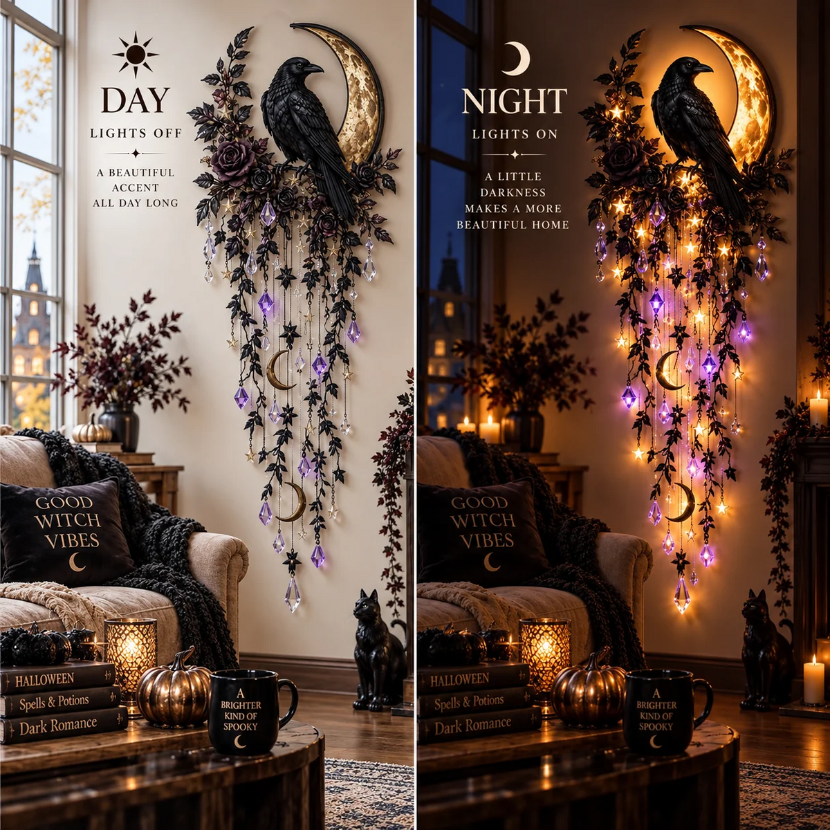 ✨Betoverende Halloween-lichtcascade – Gotische verlichte wanddecoratie🌙