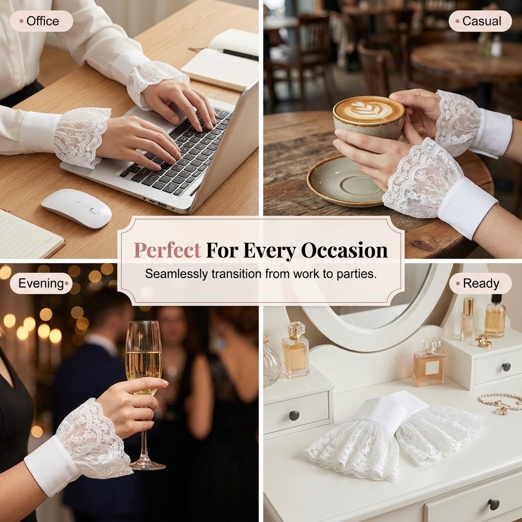 Elegante, afneembare kanten manchetten met korte mouwen – Stijlvolle accessoires in de vorm van valse mouwen voor blouses en jurken