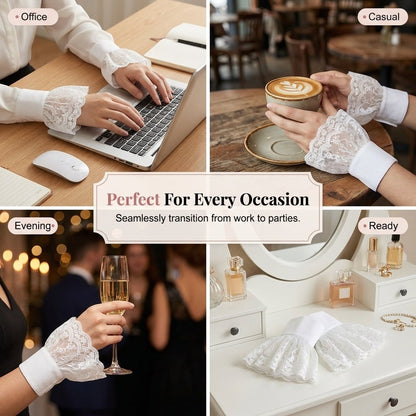 Elegante, afneembare kanten manchetten met korte mouwen – Stijlvolle accessoires in de vorm van valse mouwen voor blouses en jurken
