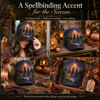 🌙 Three Witches-baseballpet met maanlichtmotief