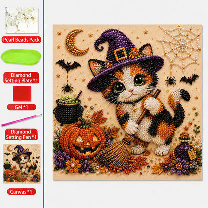 🐈‍⬛🎃DIY-schilderpakket voor Halloween-katten met parelkraaltjes