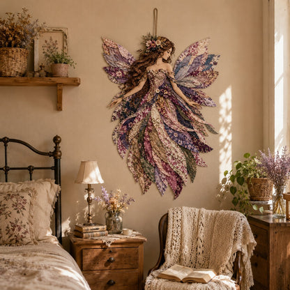 🧚‍♀️🌸 Premium doe-het-zelfpakket ‘Fairy Patchwork’ | Hoogwaardige gelaagde stof met bloemmotiefvleugels – doe-het-zelf, handgemaakte fantasiewanddecoratie ✨