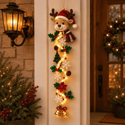🎄MerryCascade™ Verlichte kerstdeurhanger | 6 feestelijke verlichte ontwerpen met een warme gloed, driedimensionale details en ruimtebesparende verticale decoratie ✨