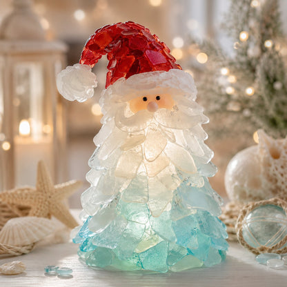 🎅 Beginnersvriendelijke doe-het-zelf-set voor kerstversiering met verlichte zeeglas-kerstman | Complete set inclusief stukjes zeeglas, warme kerstverlichting en een stapsgewijze handleiding 💕