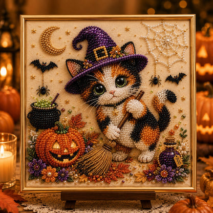 🐈‍⬛🎃DIY-schilderpakket voor Halloween-katten met parelkraaltjes