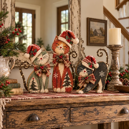 🎄Vintage verlicht kerstkattentrio🐱