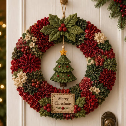 🎄 DIY Kerstkranspakket met prikbordkunst – Handgemaakte kerstdeurdecoratie