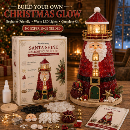 🎄Een voor beginners geschikte doe-het-zelfset voor een verlichte kerstfiguur in de vorm van een vuurtoren in zeeglasstijl | Complete set inclusief onderdelen in zeeglasstijl, led-lampjes en een stapsgewijze handleiding 💕