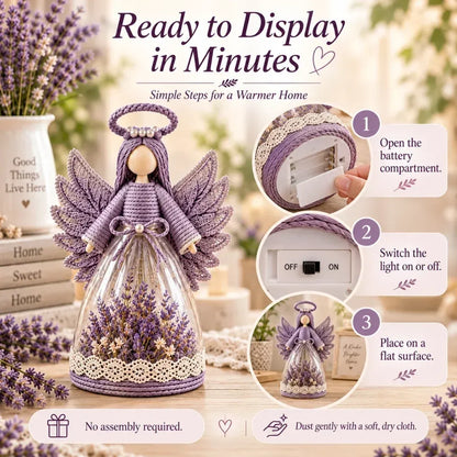 Blooming Guardian Angel Light | Bloemvormig LED-beeldje in lavendel, roze en salie