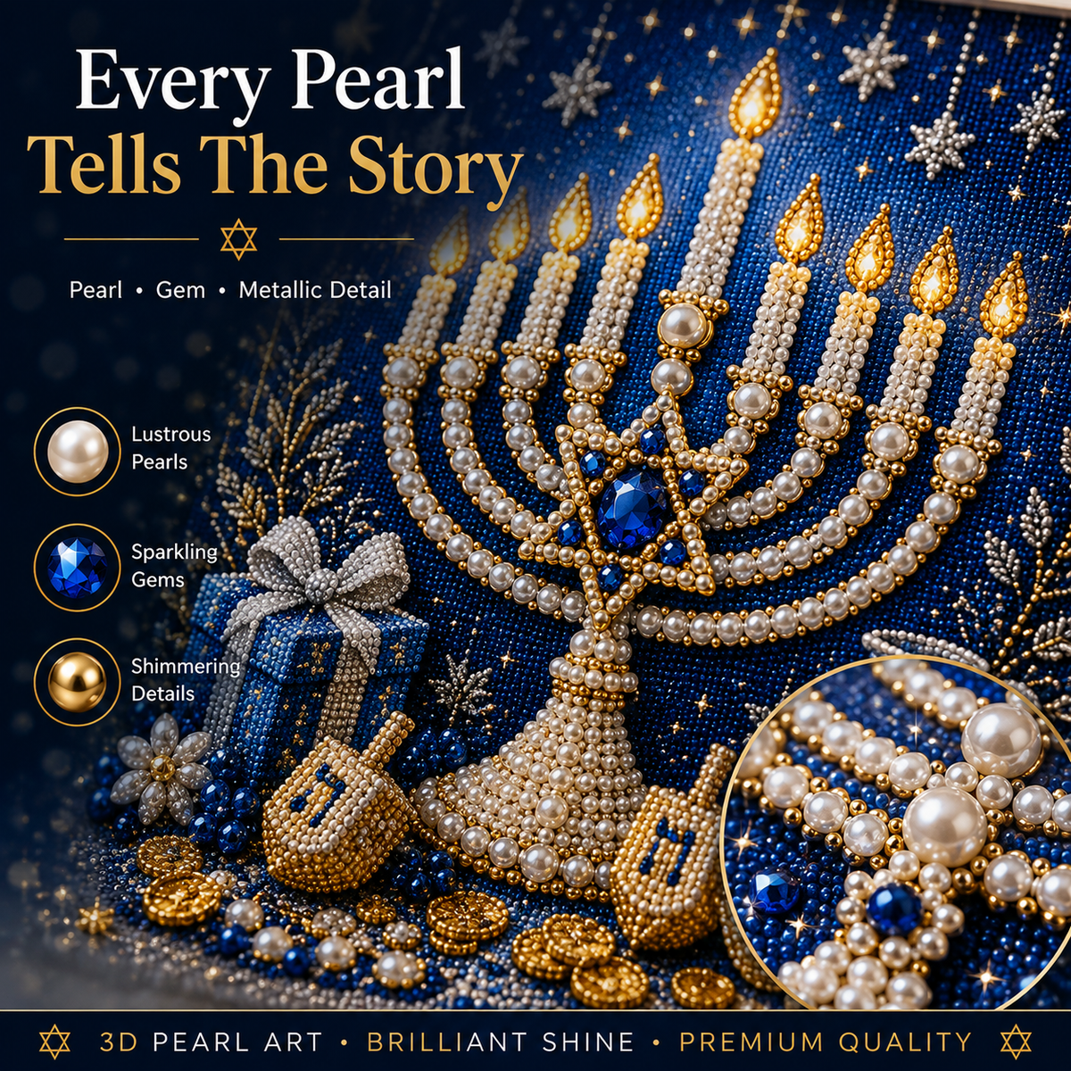 🕎✨ Hanukkah Pearl Art DIY-set — maak samen iets moois, parel voor parel