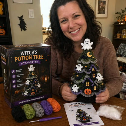 🎃 DIY-haakpakket voor een Halloween-boom | Alles-in-één-pakket voor een griezelige tafeldecoratie van 7 inch met verschillende lagen 🧶👻✨