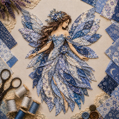 🧚‍♀️🌸 Premium doe-het-zelfpakket ‘Fairy Patchwork’ | Hoogwaardige gelaagde stof met bloemmotiefvleugels – doe-het-zelf, handgemaakte fantasiewanddecoratie ✨
