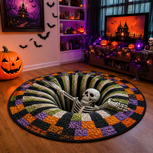 🔥 VANDAAG 50% KORTING 🎃 3D-skelet Vortex gewatteerd rond Halloween-vloerkleed