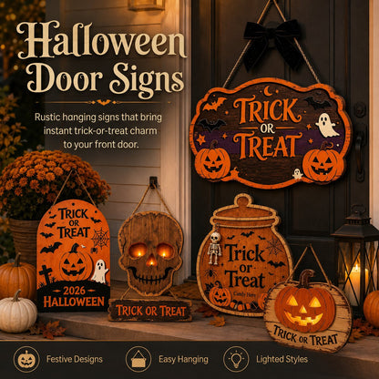 🎃 Trick or Treat Halloween Deurbord – Sfeervolle Halloween Welkom Decoratie 👻🦇