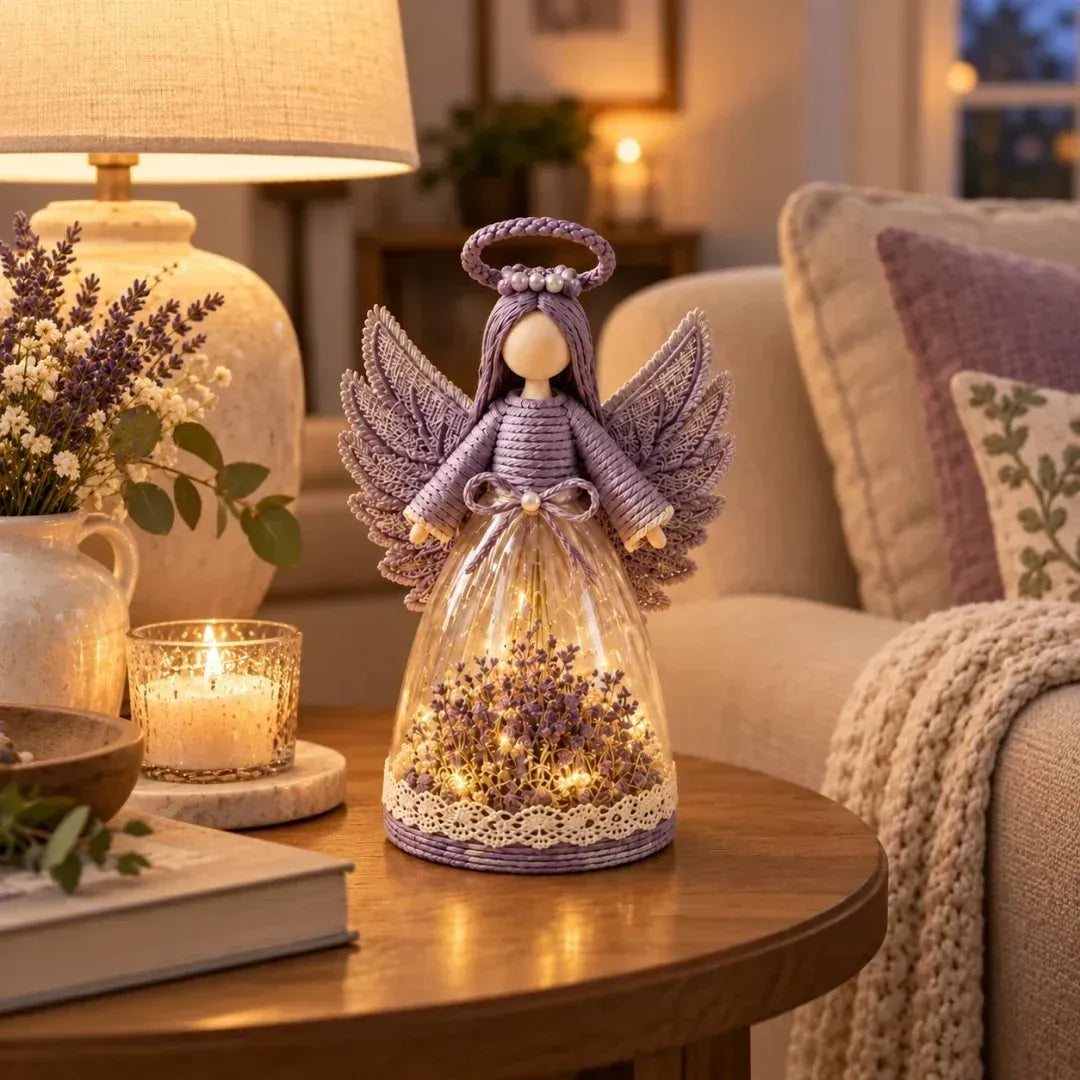 Blooming Guardian Angel Light | Bloemvormig LED-beeldje in lavendel, roze en salie