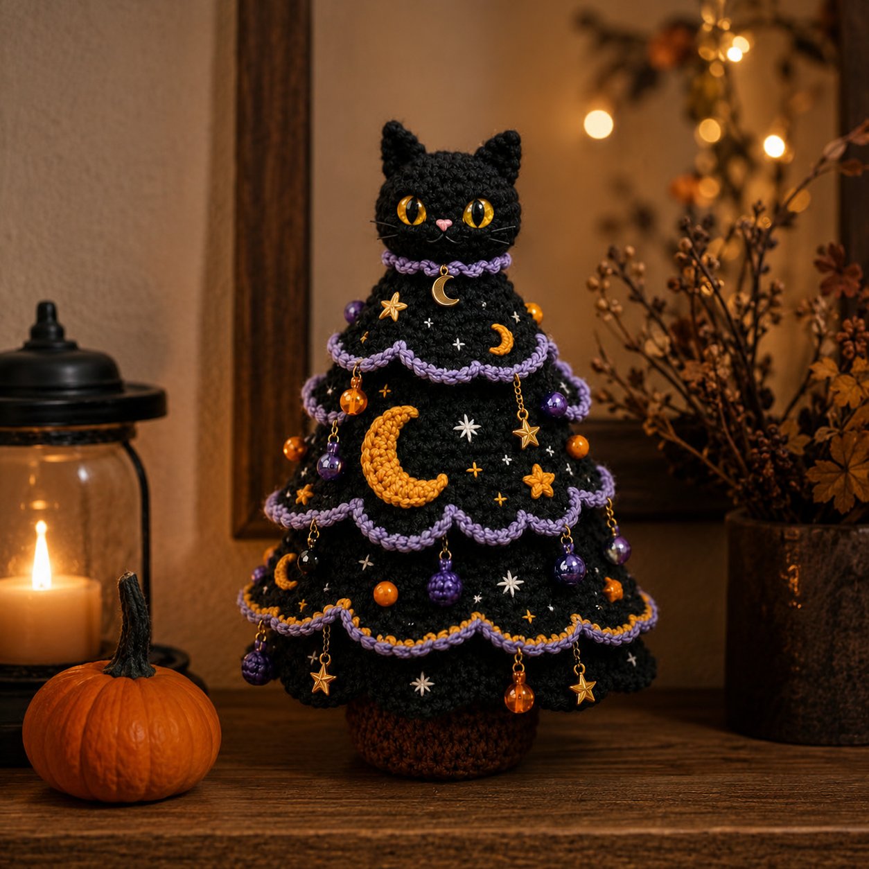 🎃 DIY-haakpakket voor een Halloween-boom | Alles-in-één-pakket voor een griezelige tafeldecoratie van 7 inch met verschillende lagen 🧶👻✨