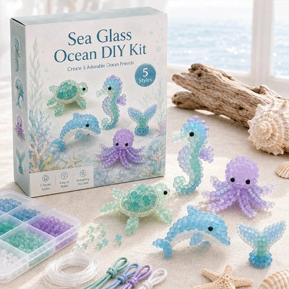 🐳 DIY-set voor het maken van kralen in de stijl van berijpt zeeglas✨