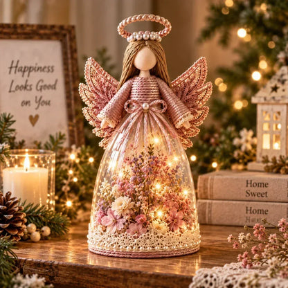 Blooming Guardian Angel Light | Bloemvormig LED-beeldje in lavendel, roze en salie