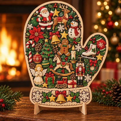 🎄 Houten kerstpuzzel van 20 cm met standaard | 9 feestelijke ontwerpen om in elkaar te zetten en tentoon te stellen 🧩