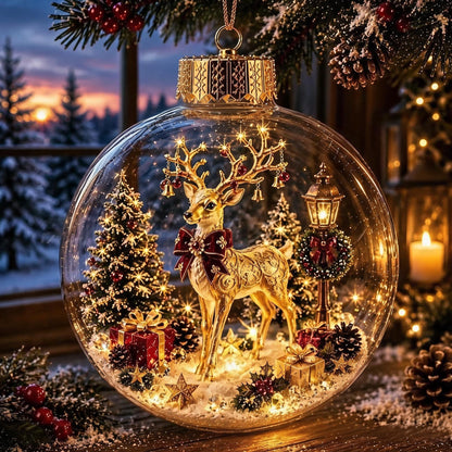 🎄Gloeiende kerstdiorama-kerstbal – Een kleine winterwereld in je handen