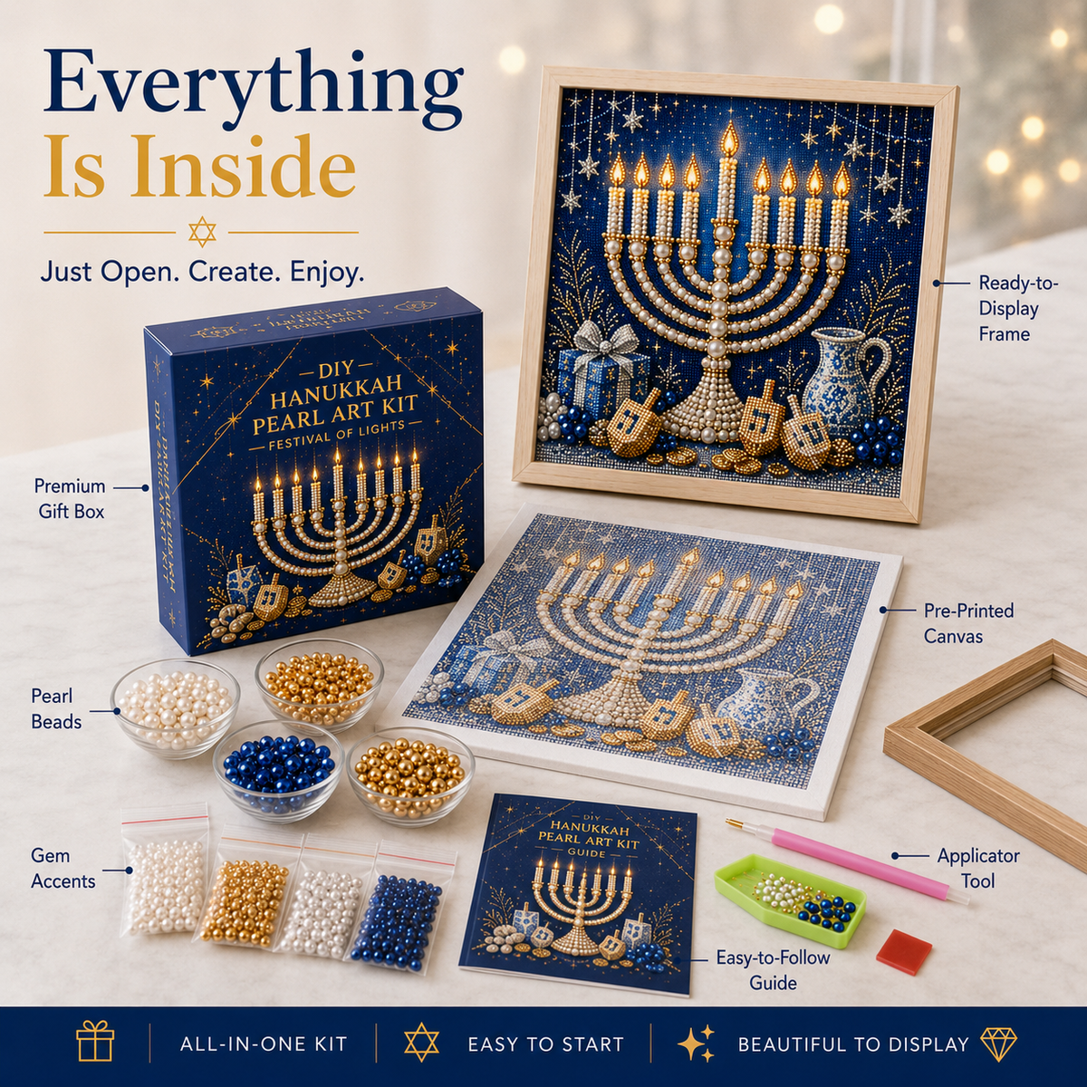 🕎✨ Hanukkah Pearl Art DIY-set — maak samen iets moois, parel voor parel