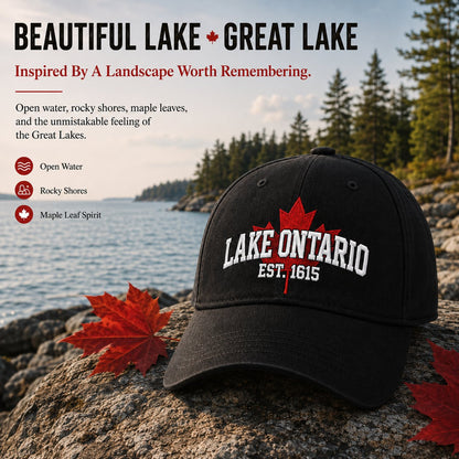 🔥LAATSTE DAG 50% KORTING - 🍁Lake Ontario Forever – Geborduurde pet in retro-stijl (🧢100% katoen)