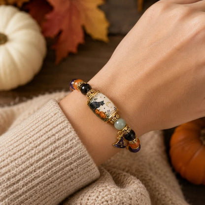 🔥LAATSTE DAG 50% KORTING - 🎃Cadeauset met kralenarmband in de vorm van een zwarte kat en pompoen, limited edition 2026 Halloween