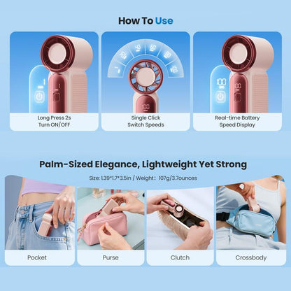 ❄️ Mini Handventilator met LED Display – Krachtige Verkoeling Altijd Binnen Handbereik 🌬️✨