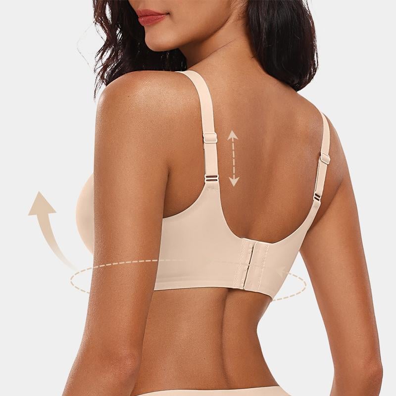 💖Naadloze push-up beha voor dames – draadloos, V-hals, met mesh en gekruist design
