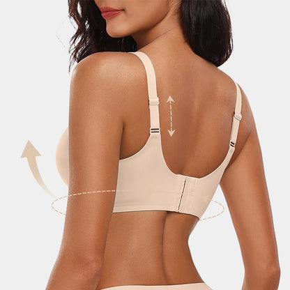 💖Naadloze push-up beha voor dames – draadloos, V-hals, met mesh en gekruist design