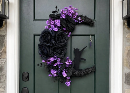 🐈‍⬛🌙Handgemaakte Halloween-kattenkrans