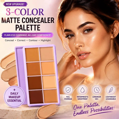 ✨💥🎨 8-kleuren mat concealerpalet – Waterbestendig, volledige dekking voor het corrigeren, contouren en bedekken van tatoeages ✨