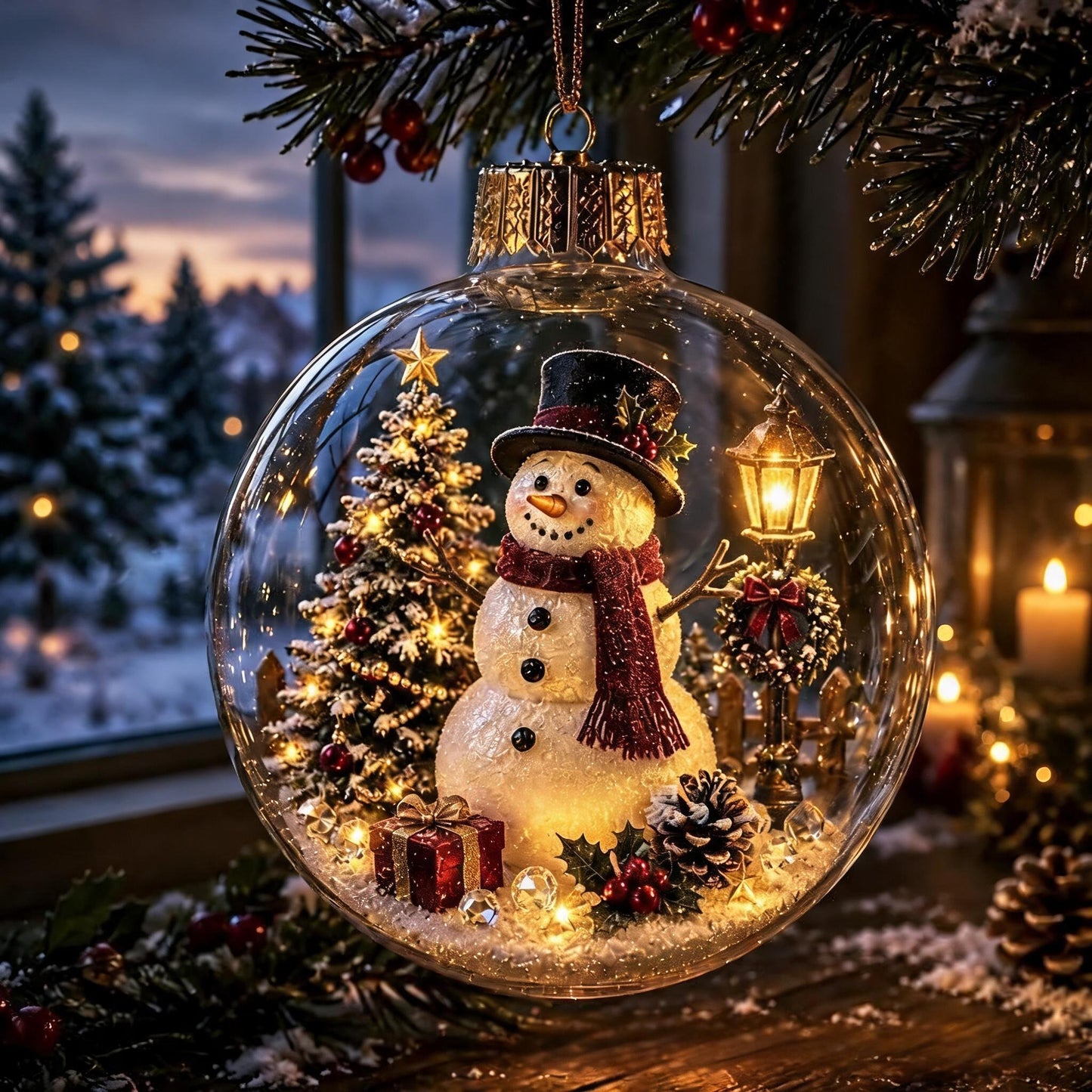 🎄Gloeiende kerstdiorama-kerstbal – Een kleine winterwereld in je handen