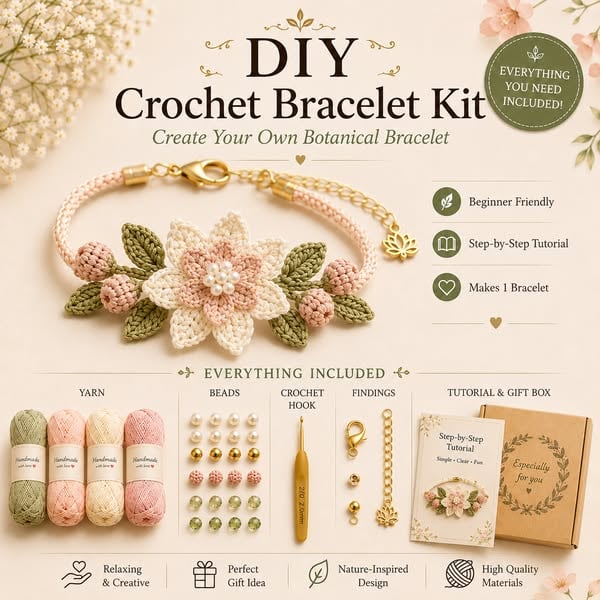 Handgemaakte Bloemen Armband DIY Set – Creatief & Ontspannend 🌸🦋✨