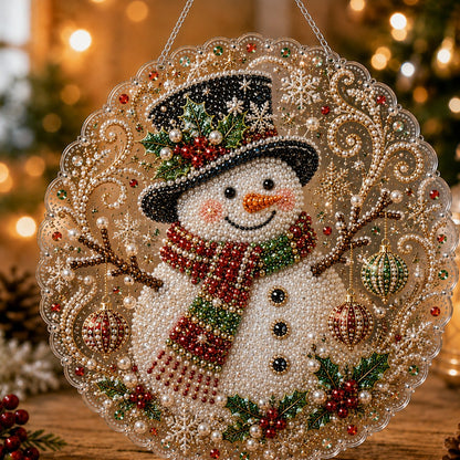 🎄 Kerst-diamantkunst-set met parels voor een acryl wandplaat | Krasbestendig, kleurvast bord met parelkraaltjes | Zelf te maken, handgemaakte kerstversiering 🎅💎