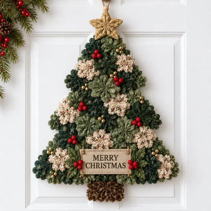 🎄✨DIY-set voor een kerstdeurhanger van stoffen bloemen – Gelaagde kerstversiering