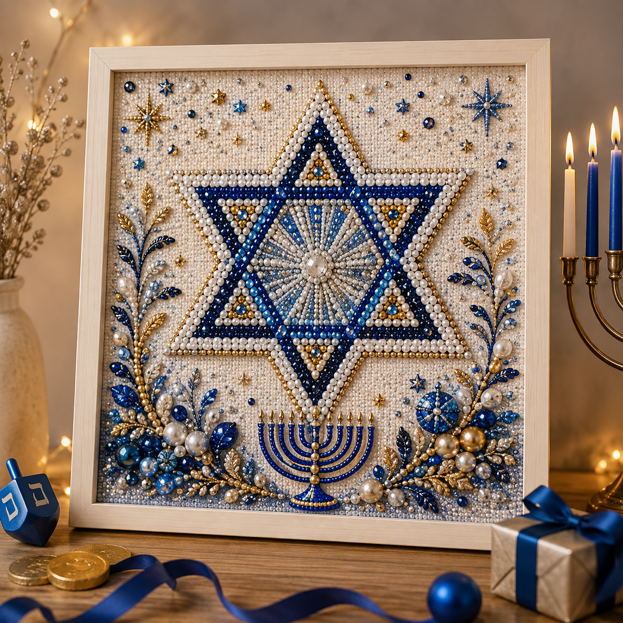 🕎✨ Hanukkah Pearl Art DIY-set — maak samen iets moois, parel voor parel